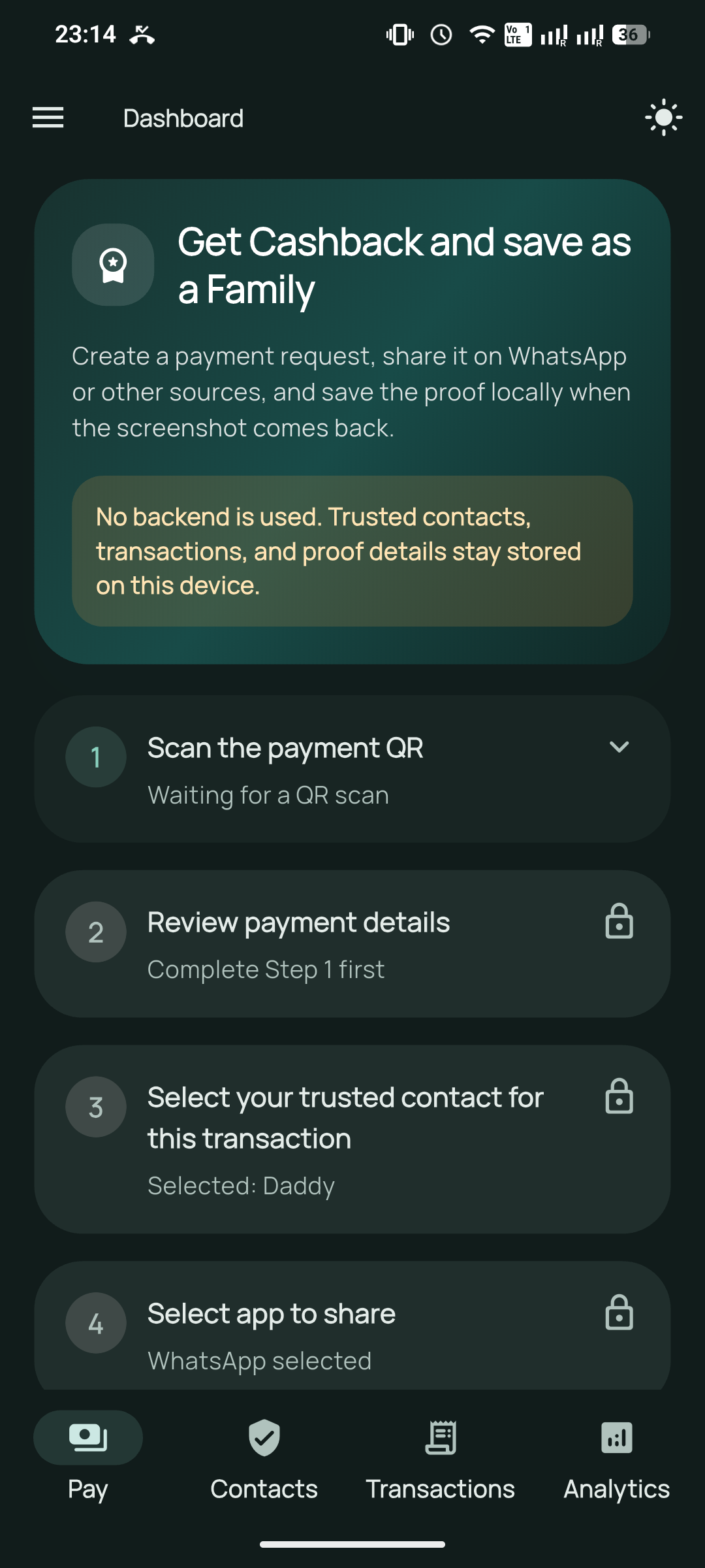 Xeta UPI Circle App payment request dashboard